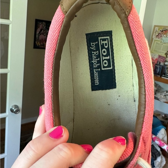 Polo Ralph Lauren Men's Salmon Sneakers Faded Canvas Leather | 9D - Picture 13 of 14